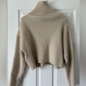 Cozy Beige Ribbed Women's Sweater
